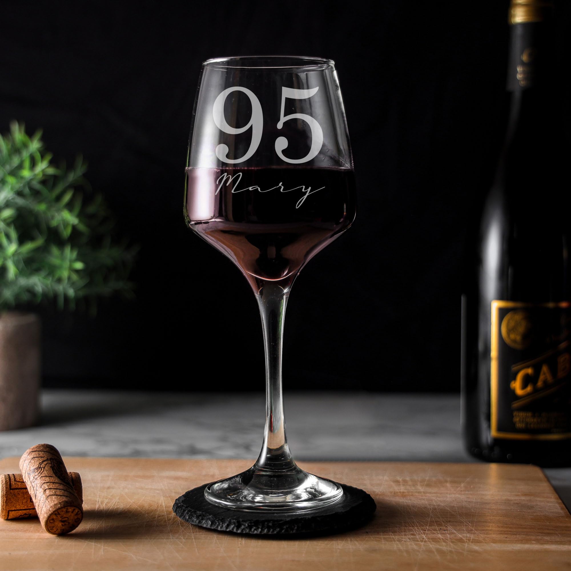 Personalised Age & Name Engraved Large Wine Glass, Gift